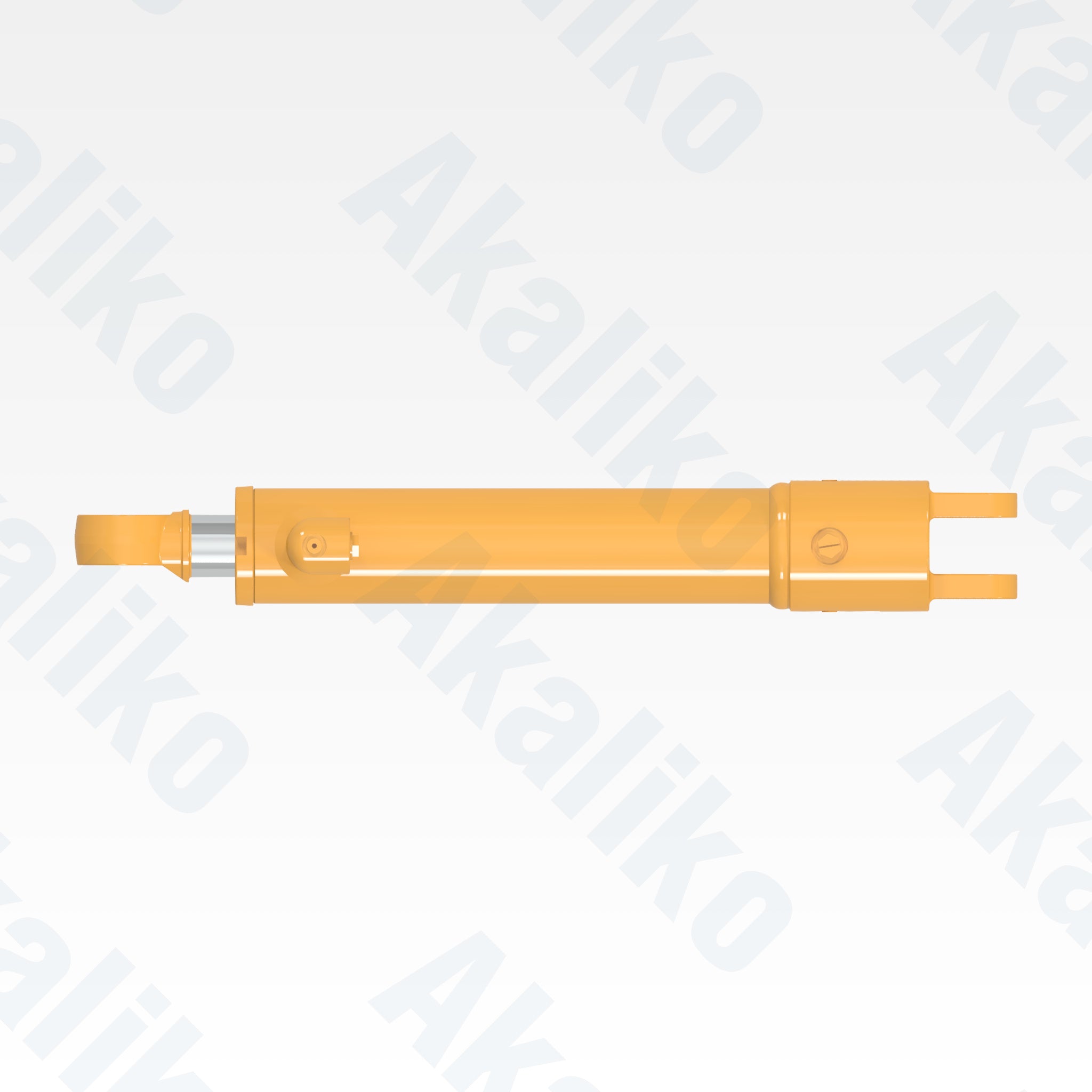 Top view of replacement steering hydraulic cylinder for Caterpillar 16M motor grader, OEM part number 267-3863