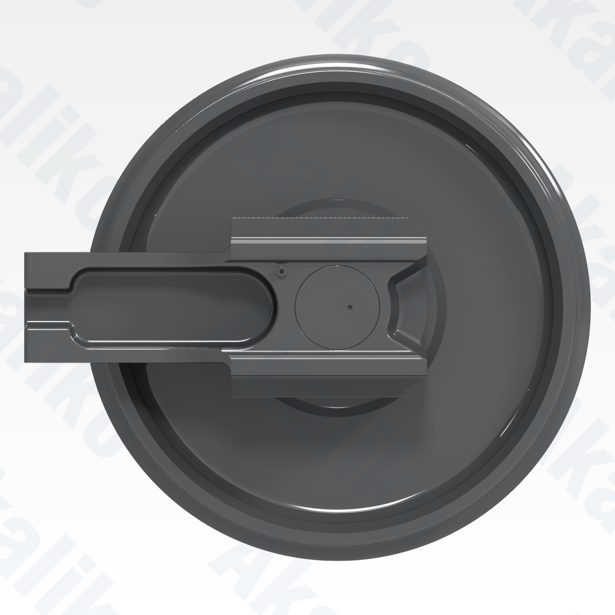 Side view of replacement/aftermarket brand new idler for Caterpillar 345C/365C/374F excavator.