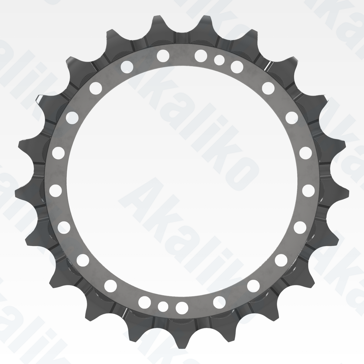 Side view of replacement/aftermarket brand new sprocket for Caterpillar 374 excavator.