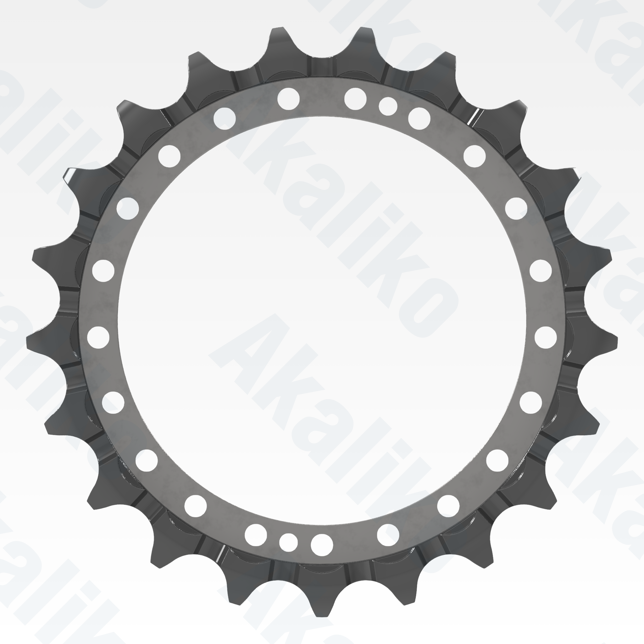 Side view of replacement/aftermarket brand new sprocket for Caterpillar 374 excavator.