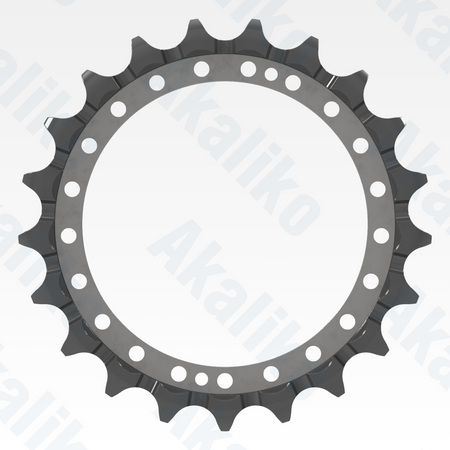 Side view of replacement/aftermarket brand new sprocket for Caterpillar 374 excavator.
