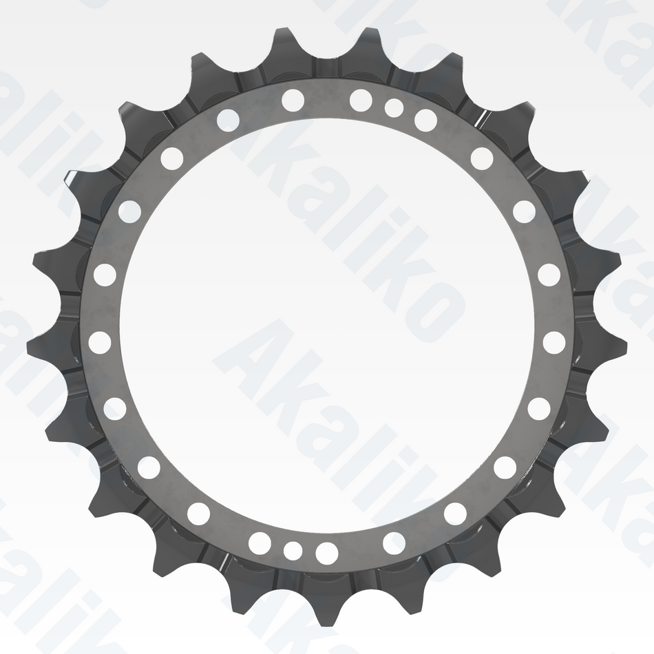 Side view of replacement/aftermarket brand new sprocket for Caterpillar 374 excavator.