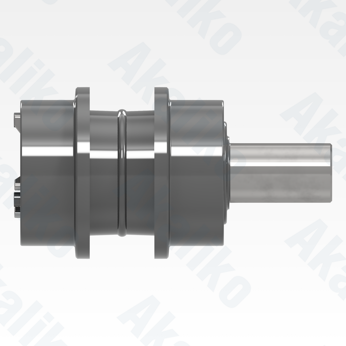 Side view of replacement/aftermarket brand new carrier roller for Caterpillar 390D/390F excavator.