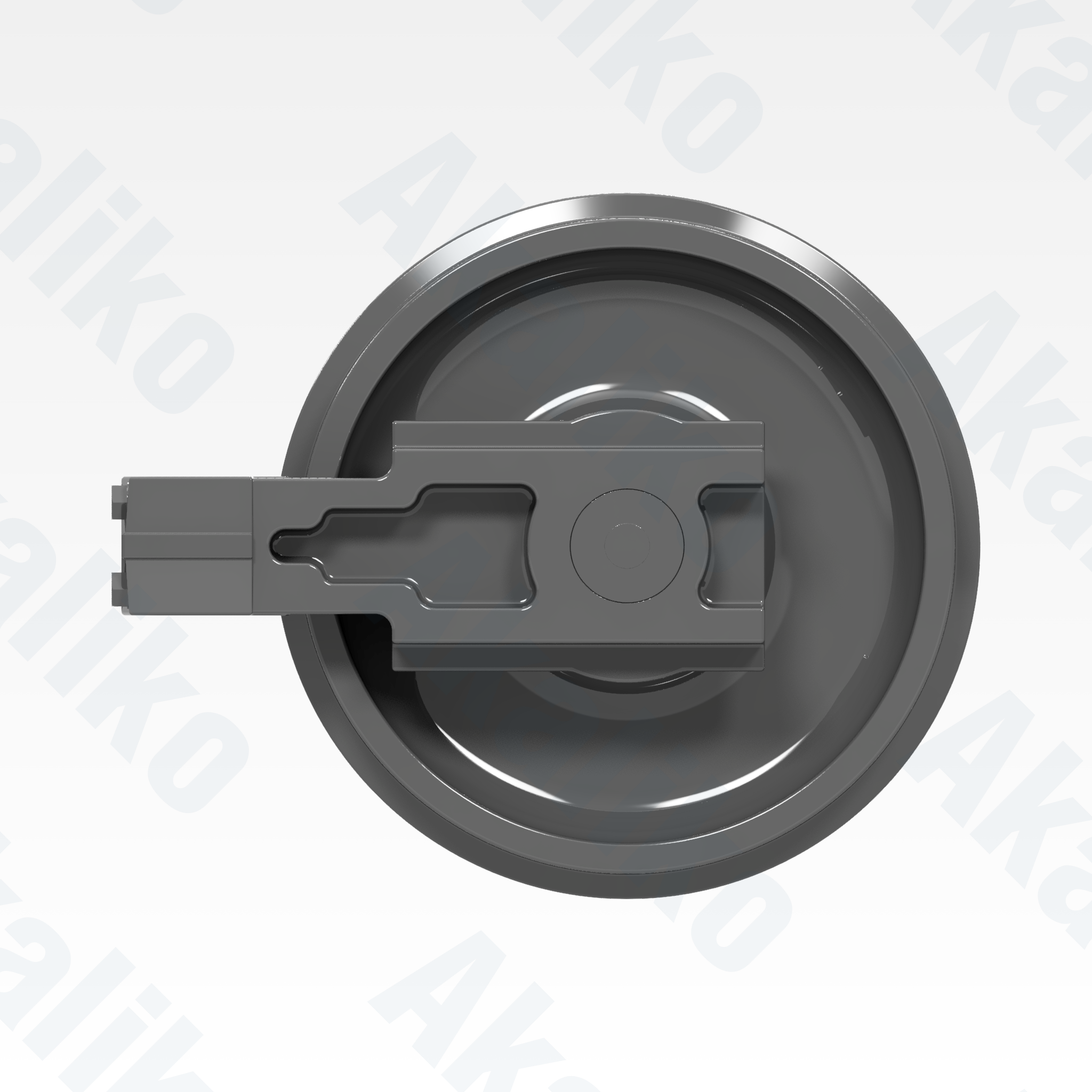 Side view of replacement/aftermarket brand new idler for Caterpillar 6015/6015B excavator.