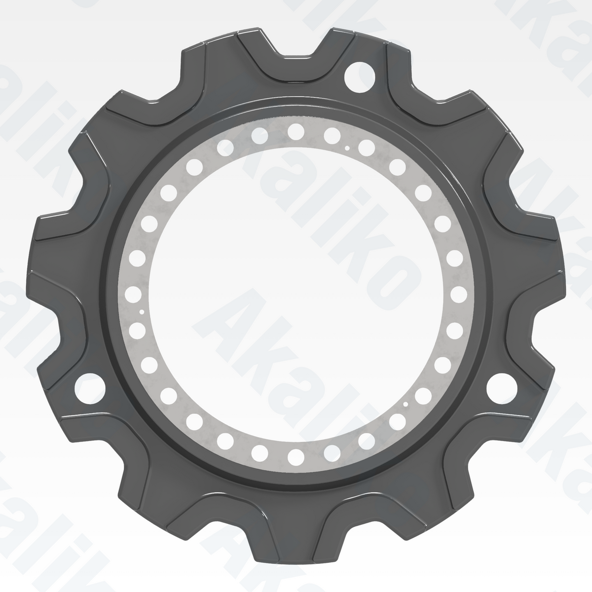 Side view of replacement/aftermarket brand new sprocket for Caterpillar 6015/6015B excavator.