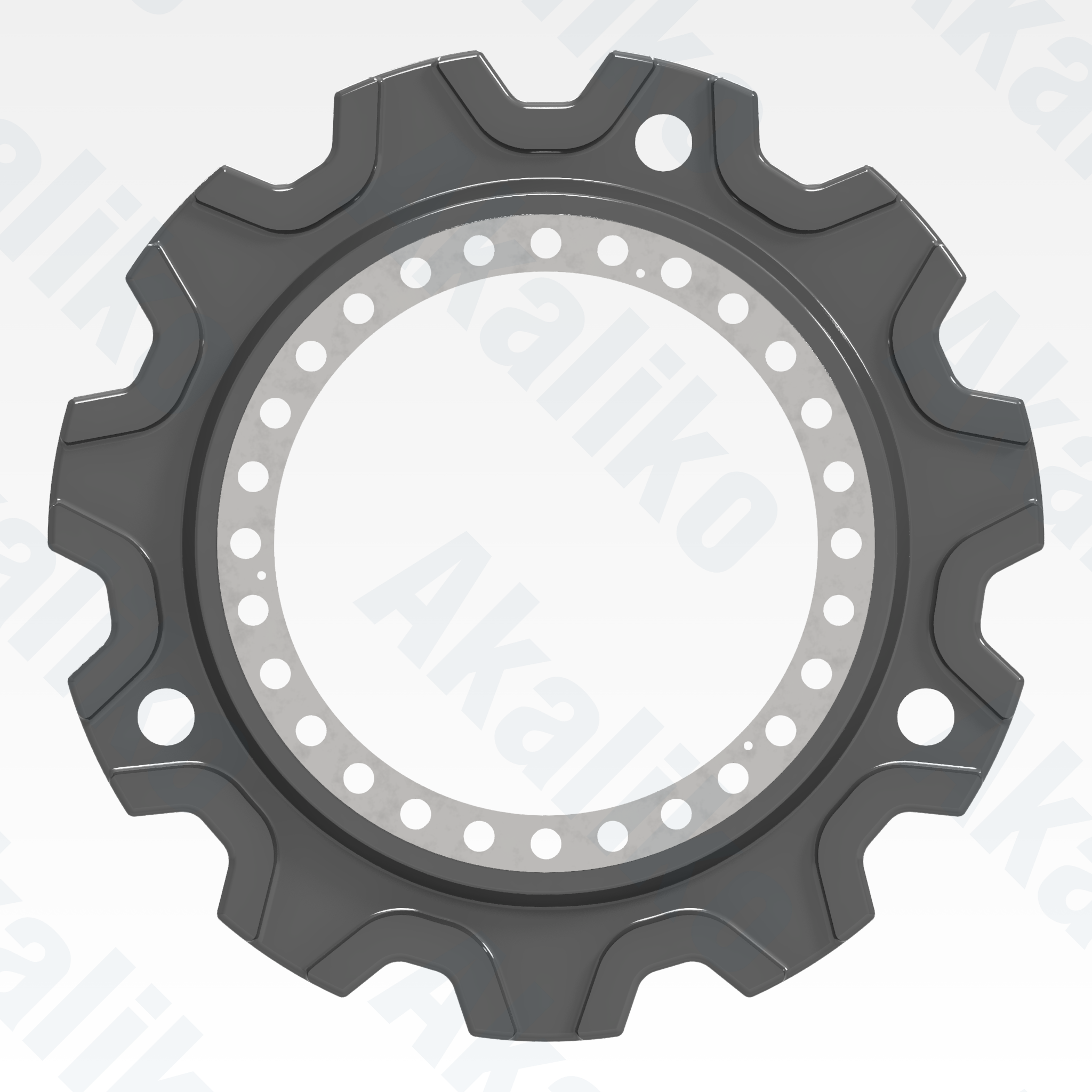 Side view of replacement/aftermarket brand new sprocket for Caterpillar 6015/6015B excavator.