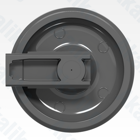 Side view of replacement/aftermarket brand new idler for Caterpillar 6020/6020B excavator.