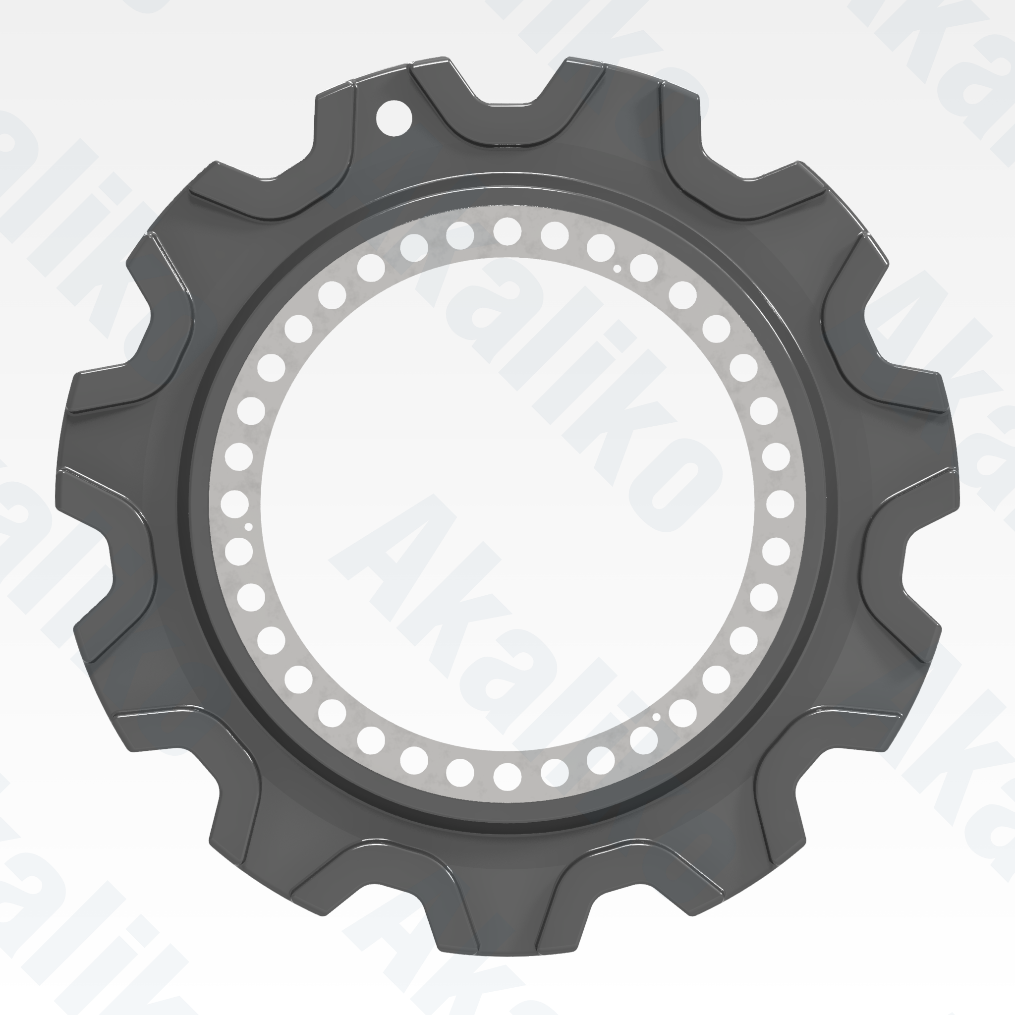 Side view of replacement/aftermarket brand new sprocket for Caterpillar 6020/6020B excavator.