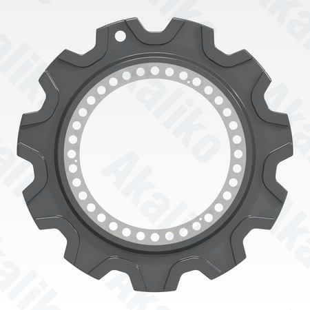 Side view of replacement/aftermarket brand new sprocket for Caterpillar 6020/6020B excavator.
