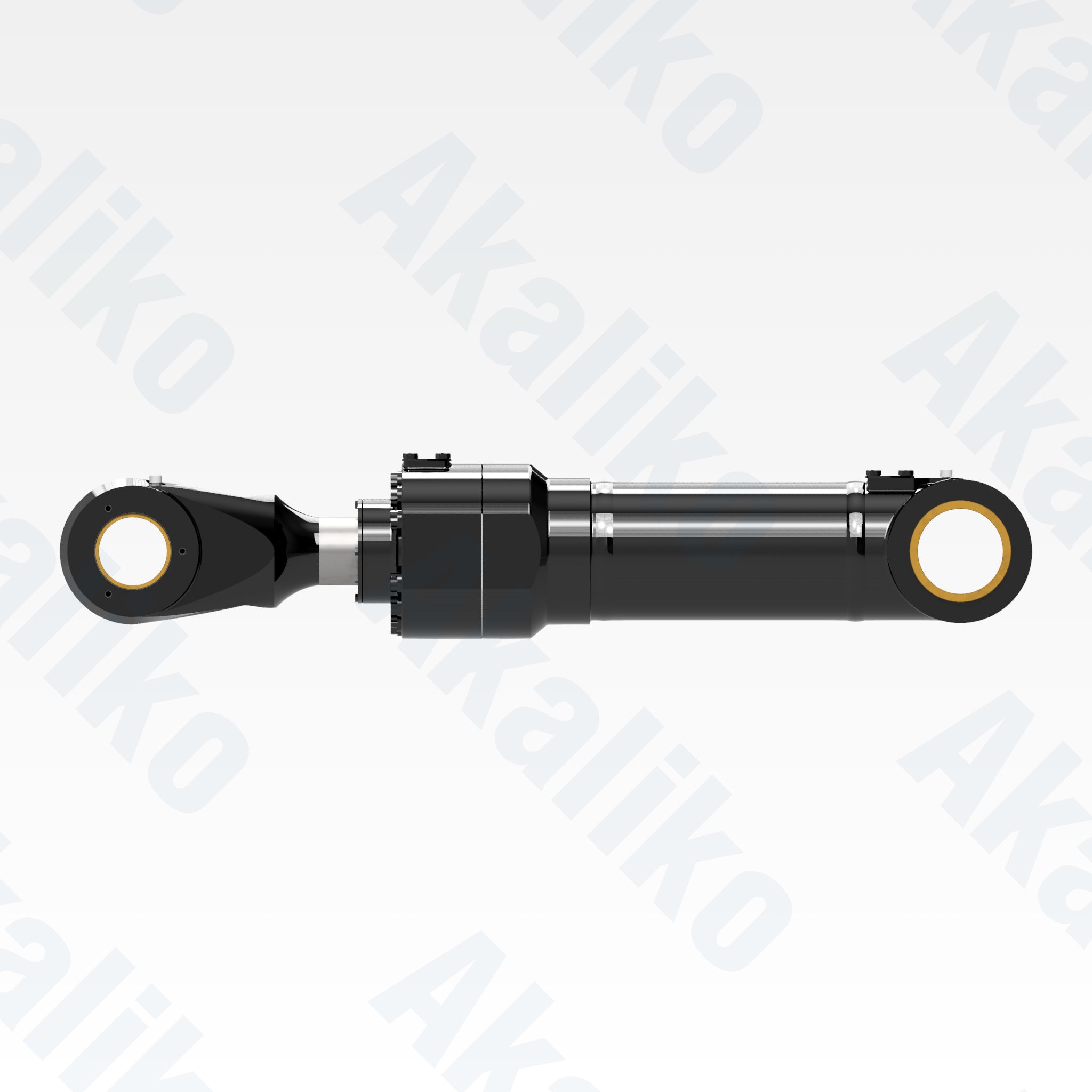 Side view of replacement clam hydraulic cylinder for Caterpillar 6030 FS excavator, OEM part number 365-9864