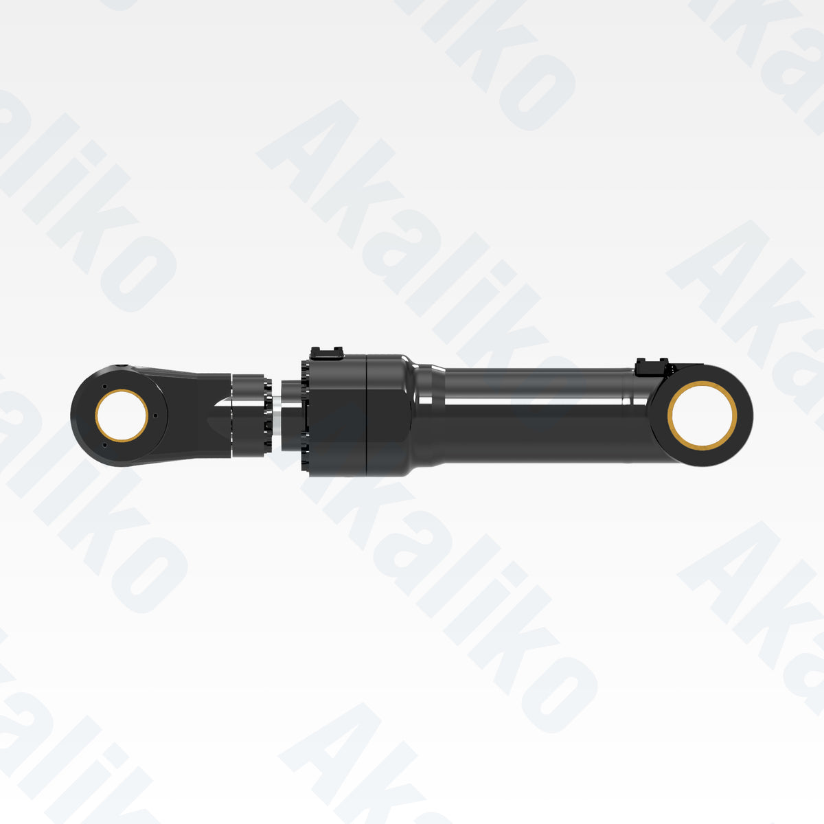 Side view of replacement clam hydraulic cylinder for Caterpillar 6030 FS excavator, OEM part number 455-9942
