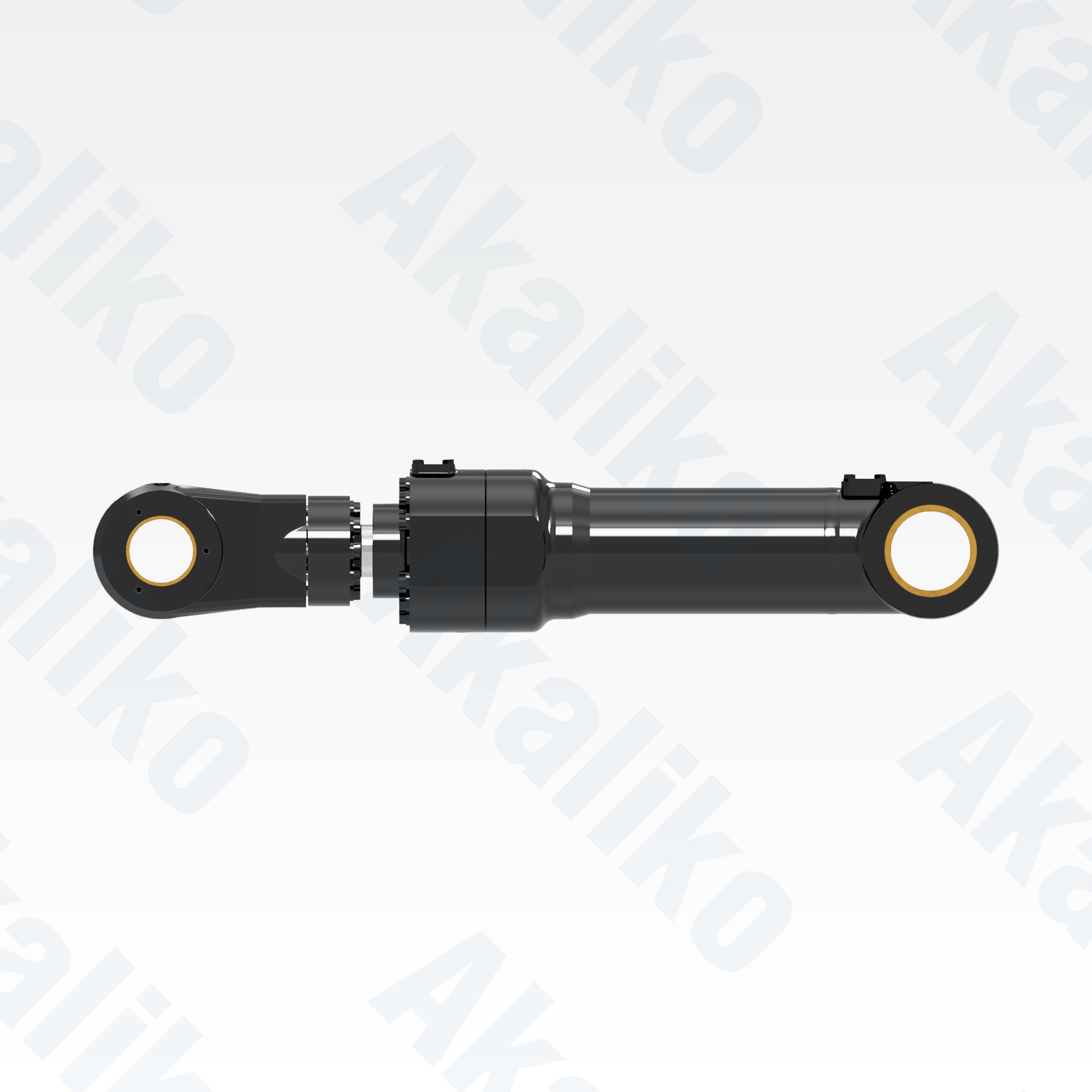 Side view of replacement clam hydraulic cylinder for Caterpillar 6030 FS excavator, OEM part number 455-9942