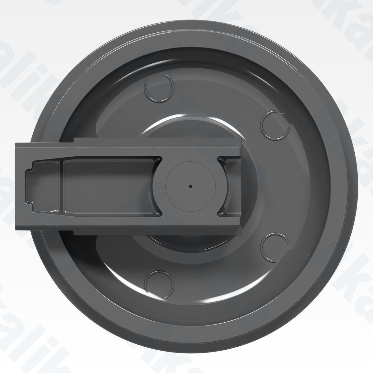 Side view of replacement/aftermarket brand new idler for Caterpillar 6030/6030 FS excavator.