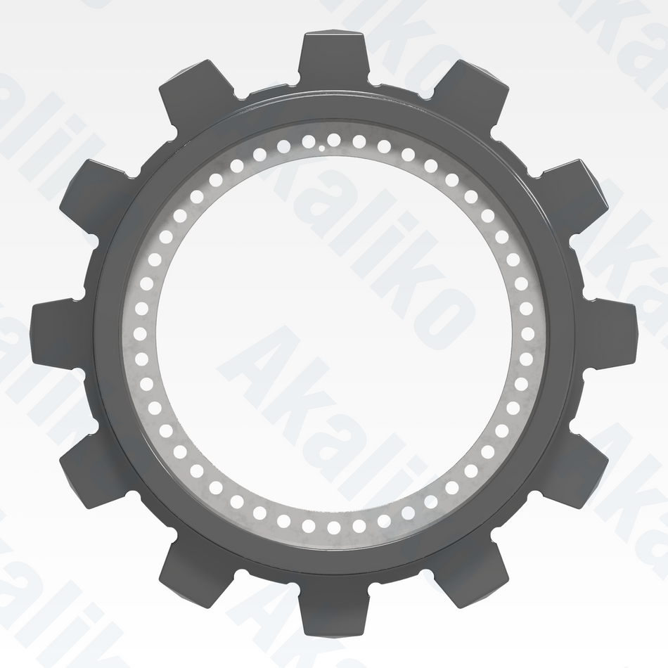 Side view of replacement/aftermarket brand new sprocket for Caterpillar 6030/6030 FS excavator.
