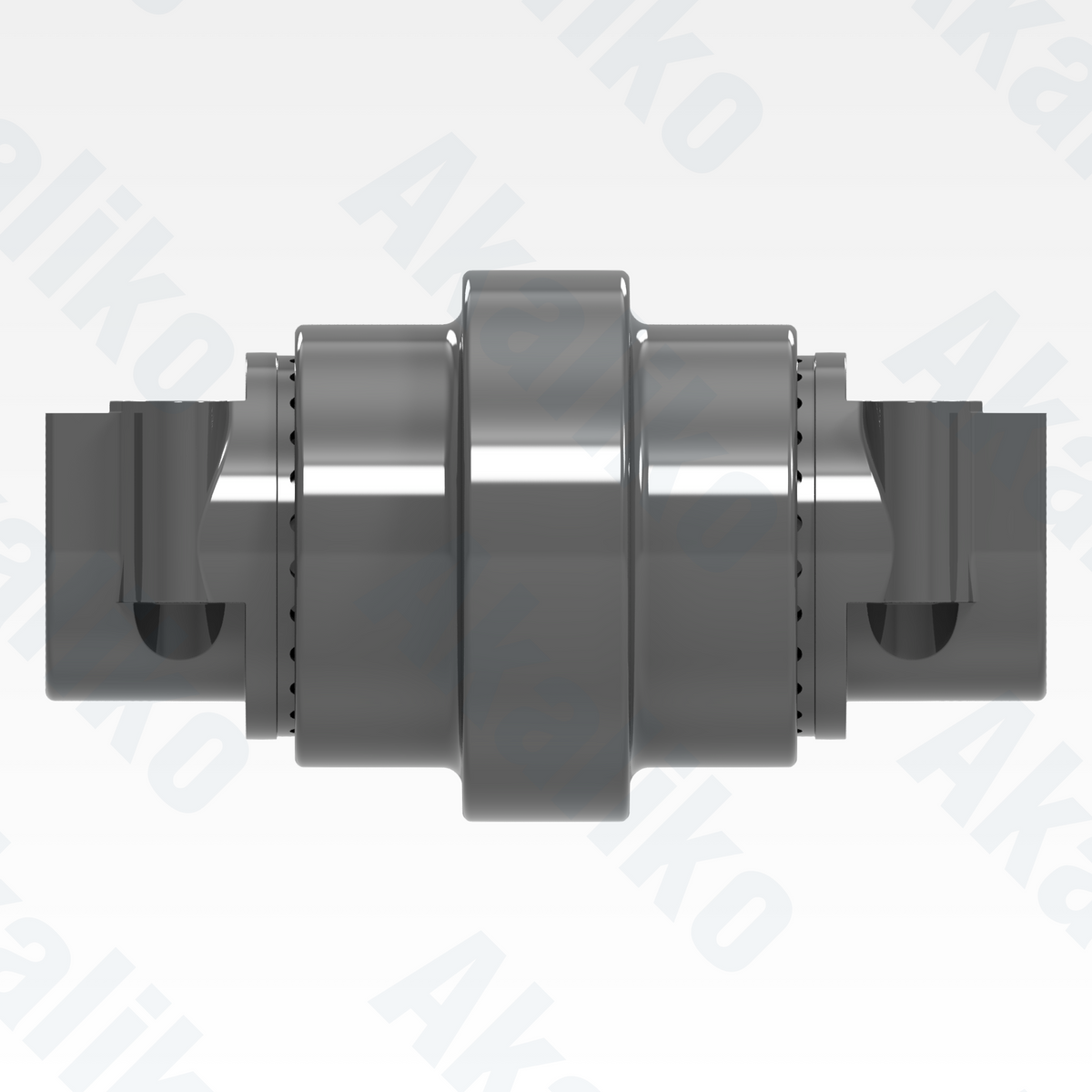 Side view of replacement/aftermarket brand new carrier roller for Caterpillar 6040/6040 FS excavator.