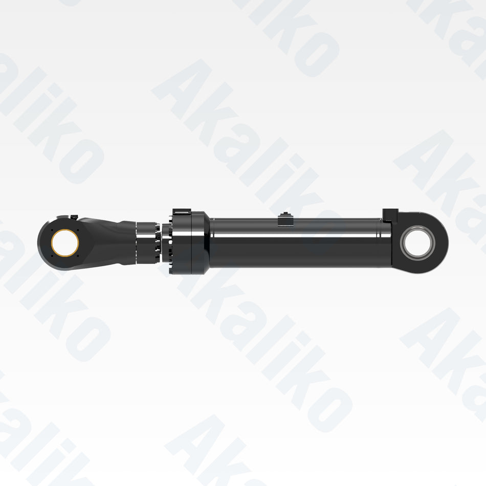 Side view of replacement clam hydraulic cylinder for Caterpillar 6040 FS excavator, OEM part number 467-1599