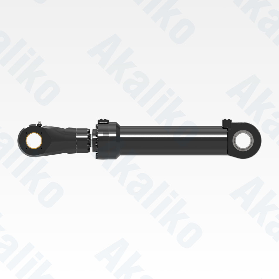 Side view of replacement clam hydraulic cylinder for Caterpillar 6040 FS excavator, OEM part number 503-9755