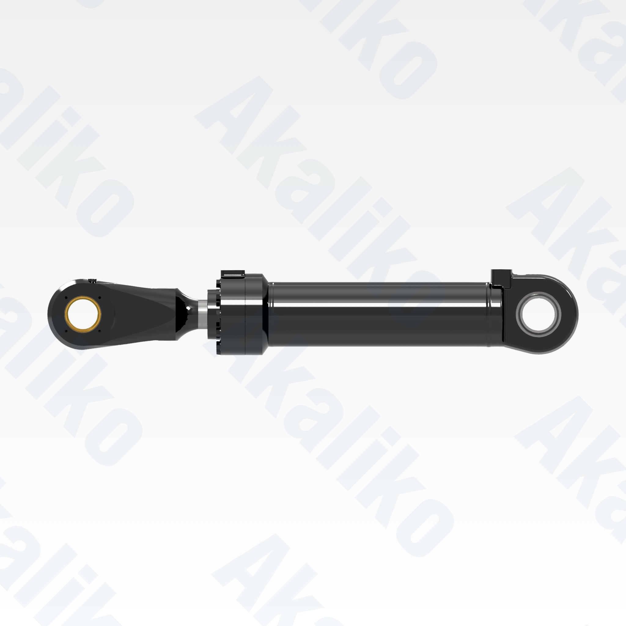 Side view of replacement clam hydraulic cylinder for Caterpillar 6040 FS excavator, OEM part number 522-1529