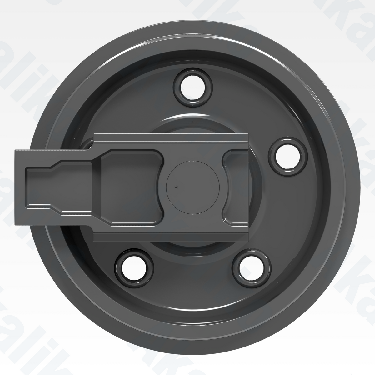 Side view of replacement/aftermarket brand new idler for Caterpillar 6040/6040 FS excavator.