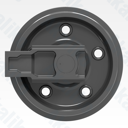 Side view of replacement/aftermarket brand new idler for Caterpillar 6040/6040 FS excavator.
