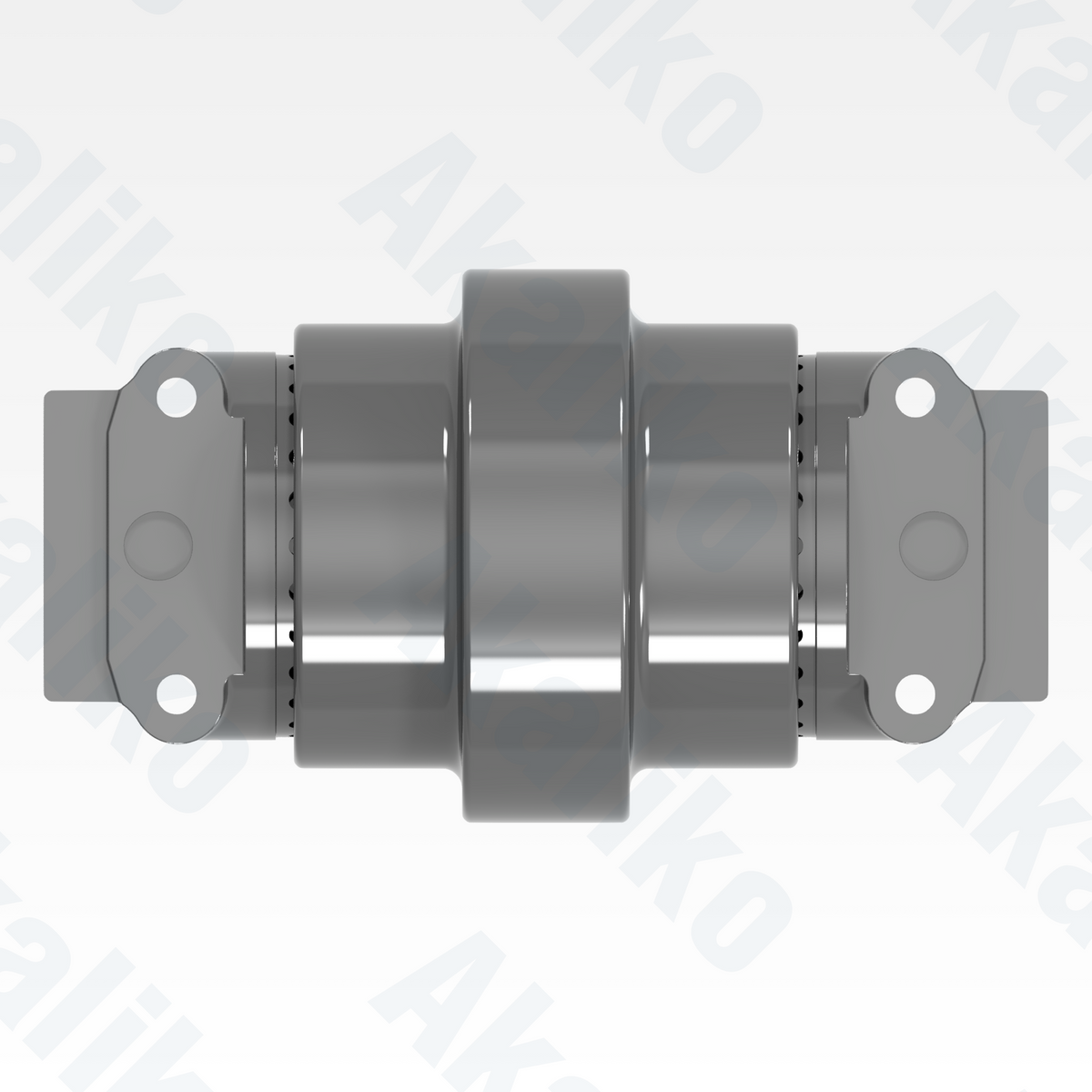 Top view of replacement/aftermarket brand new carrier roller for Caterpillar 6050/6050 FS excavator.