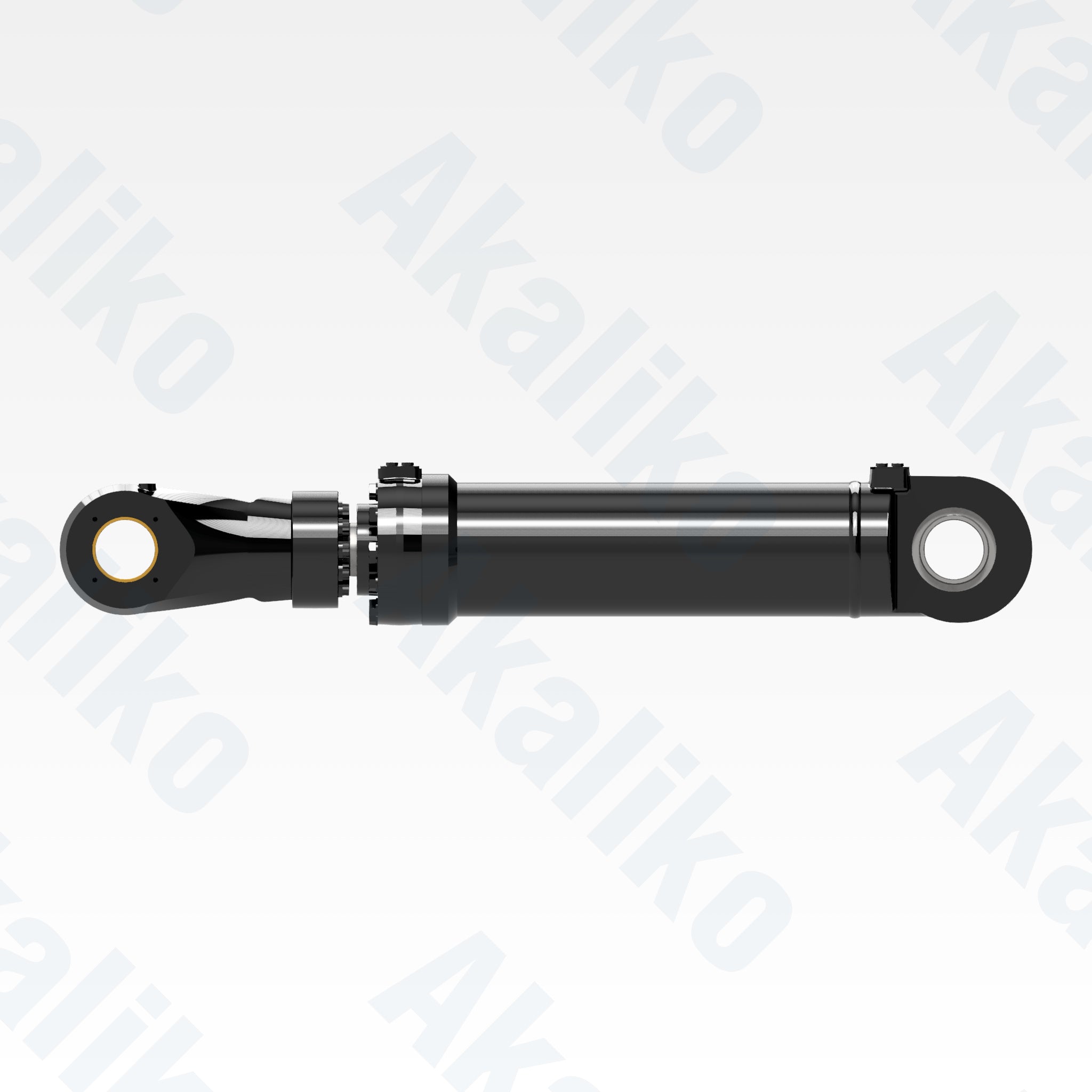 Side view of replacement clam hydraulic cylinder for Caterpillar 6050 FS excavator, OEM part number 503-9754