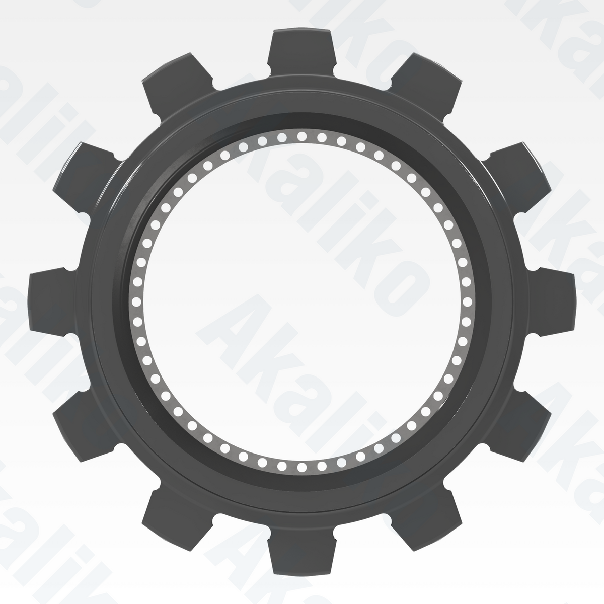 Side view of replacement/aftermarket brand new sprocket for Caterpillar 6050/6050 FS excavator.