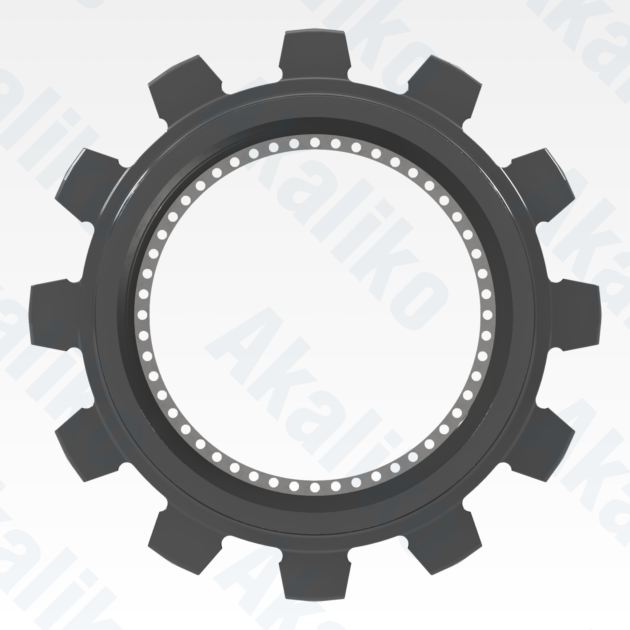 Side view of replacement/aftermarket brand new sprocket for Caterpillar 6050/6050 FS excavator.