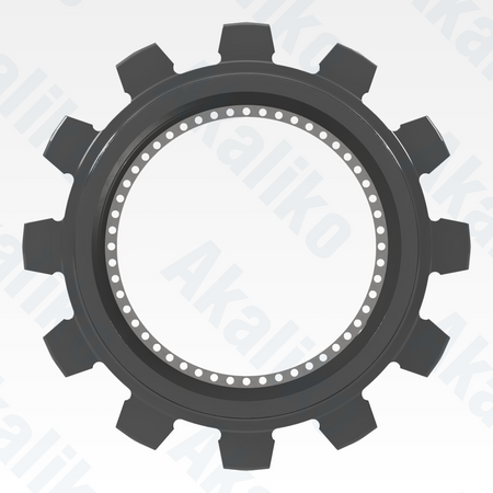 Side view of replacement/aftermarket brand new sprocket for Caterpillar 6050/6050 FS excavator.