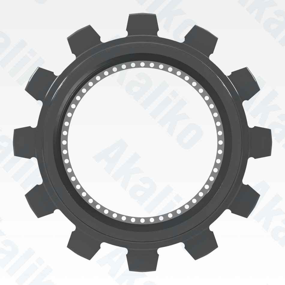Side view of replacement/aftermarket brand new sprocket for Caterpillar 6060/6060 FS excavator.