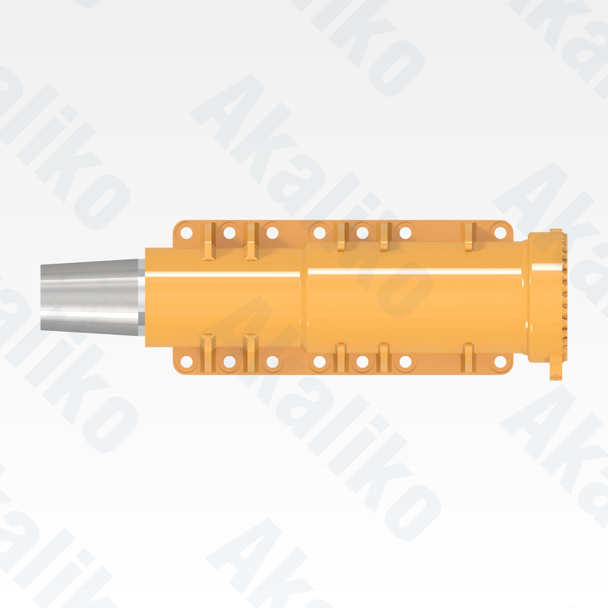 Top view of replacement front suspension hydraulic cylinder for Caterpillar 773D/773E/773G dump truck, OEM part number 350-3843