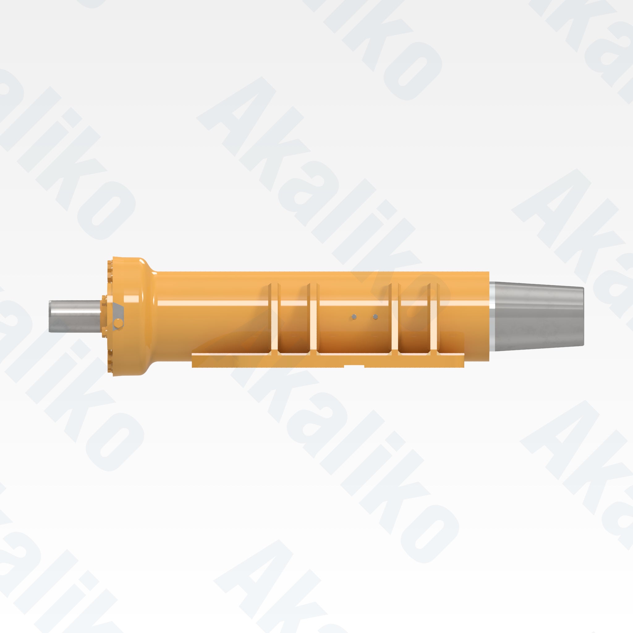 Side view of replacement rear suspension hydraulic cylinder for Caterpillar 775G dump truck, OEM part number 441-5252
