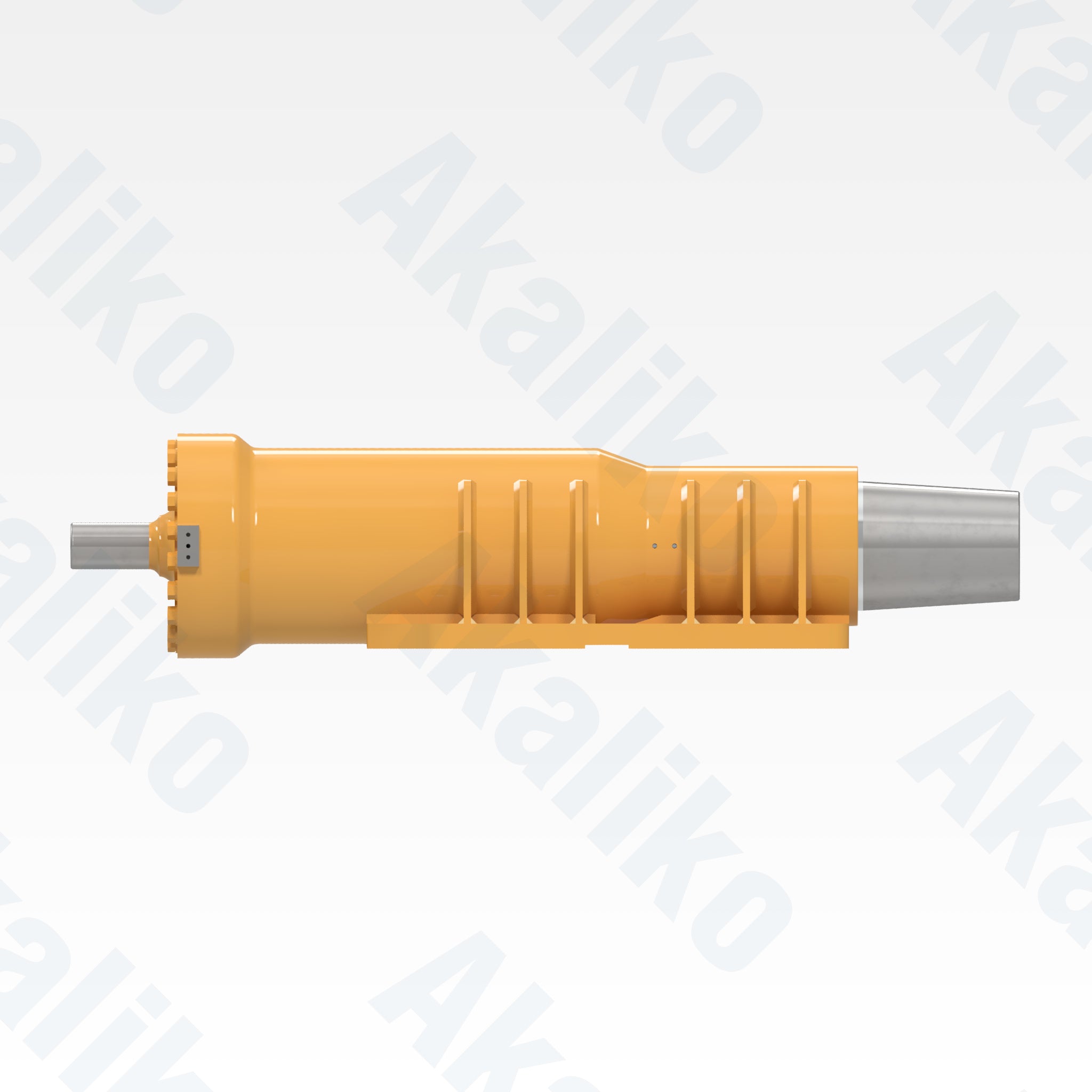 Side view of replacement front suspension hydraulic cylinder for Caterpillar 777D dump truck, OEM part number 299-5433