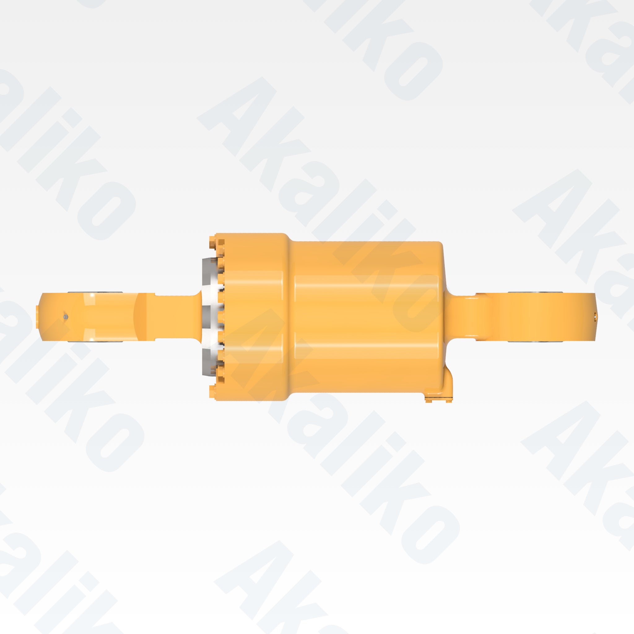 Top view of replacement rear suspension hydraulic cylinder for Caterpillar 785C/785D dump truck, OEM part number 456-8724