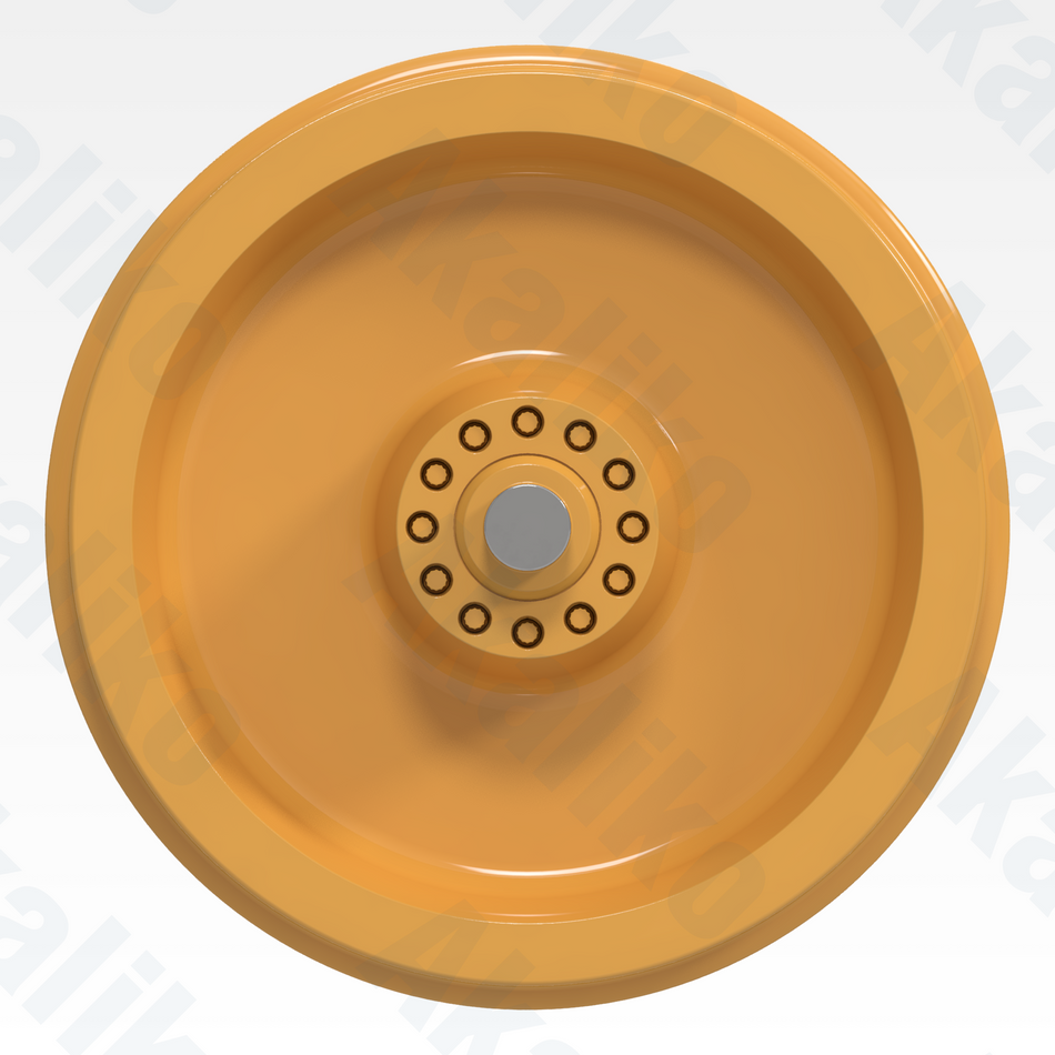 Side view of replacement/aftermarket brand new idler for Caterpillar D10/D10R/D10T track dozer.