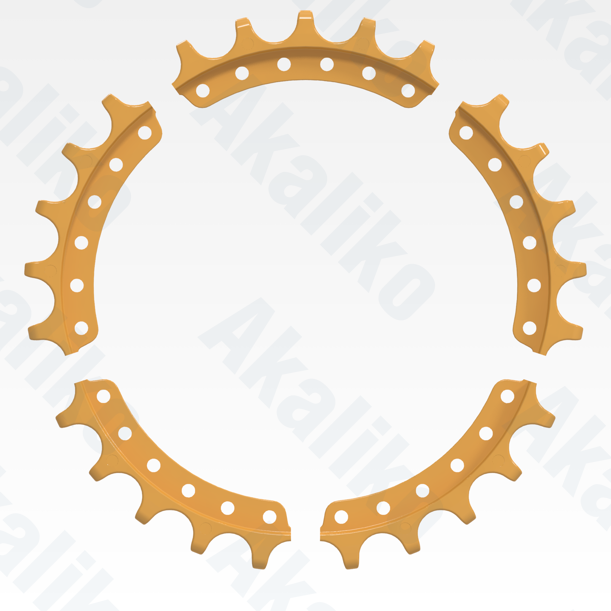 Side view of replacement/aftermarket brand new sprocket segment assembly for Caterpillar D10N/D10R/D10T track dozer.