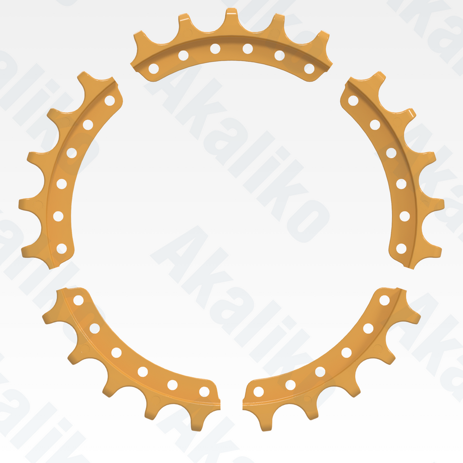 Side view of replacement/aftermarket brand new sprocket segment assembly for Caterpillar D10N/D10R/D10T track dozer.