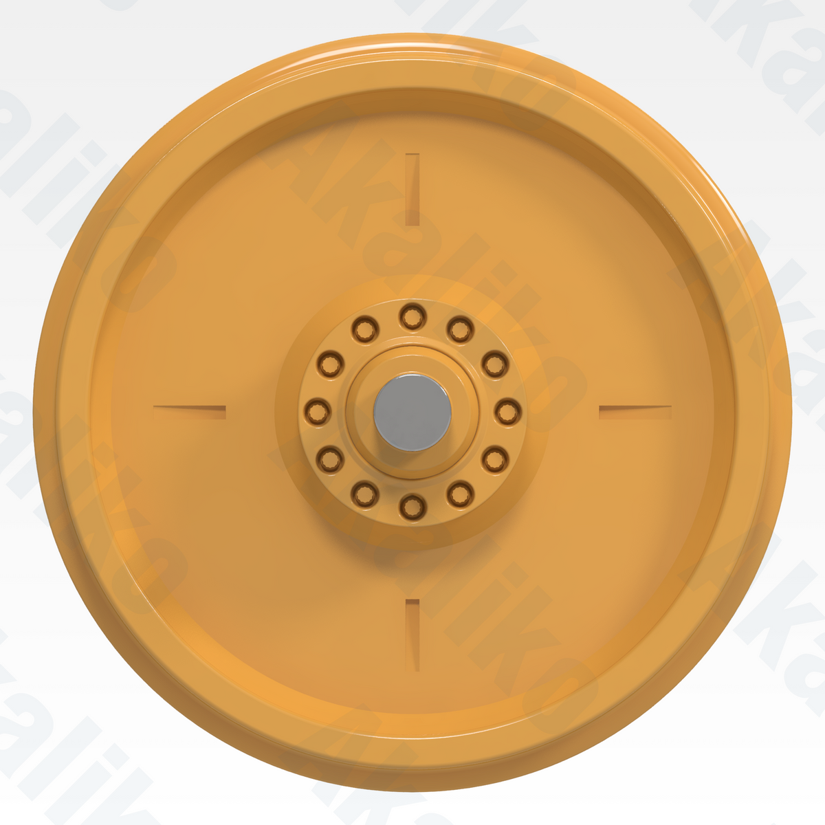 Side view of replacement/aftermarket brand new idler for Caterpillar D8/D8R/D8T track dozer.