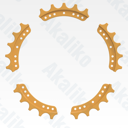 Side view of replacement/aftermarket brand new sprocket segment assembly for Caterpillar D8R/D8R II/D8T track dozer.