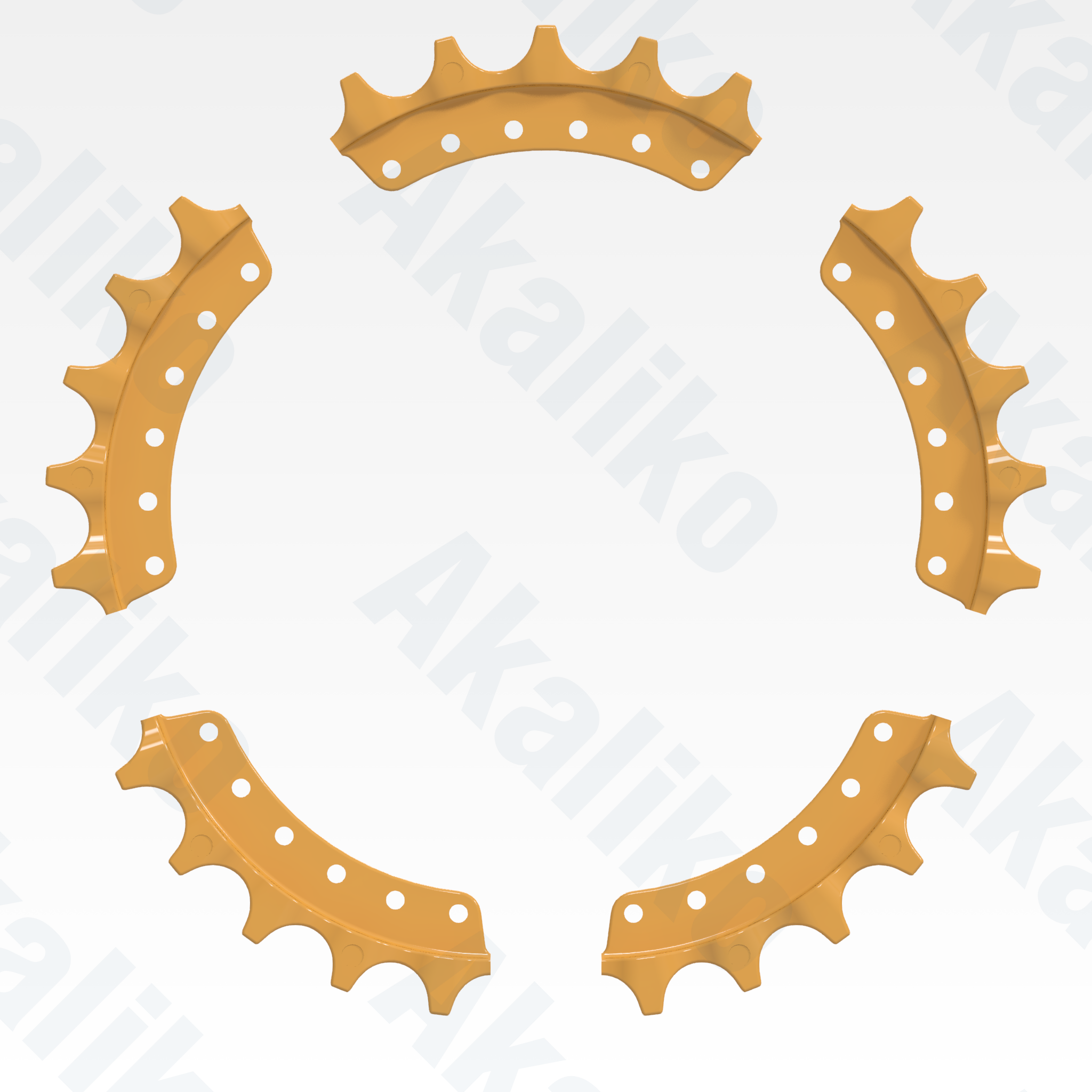 Side view of replacement/aftermarket brand new sprocket segment assembly for Caterpillar D9/D9R/D9T track dozer.