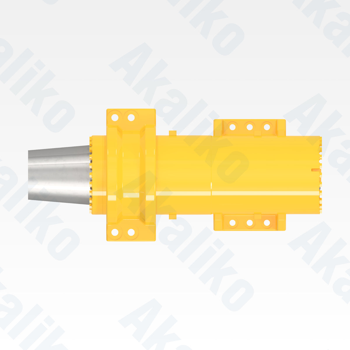Top view of replacement front suspension hydraulic cylinder for Komatsu 930E-4 dump truck, OEM part number 58F-50-00101