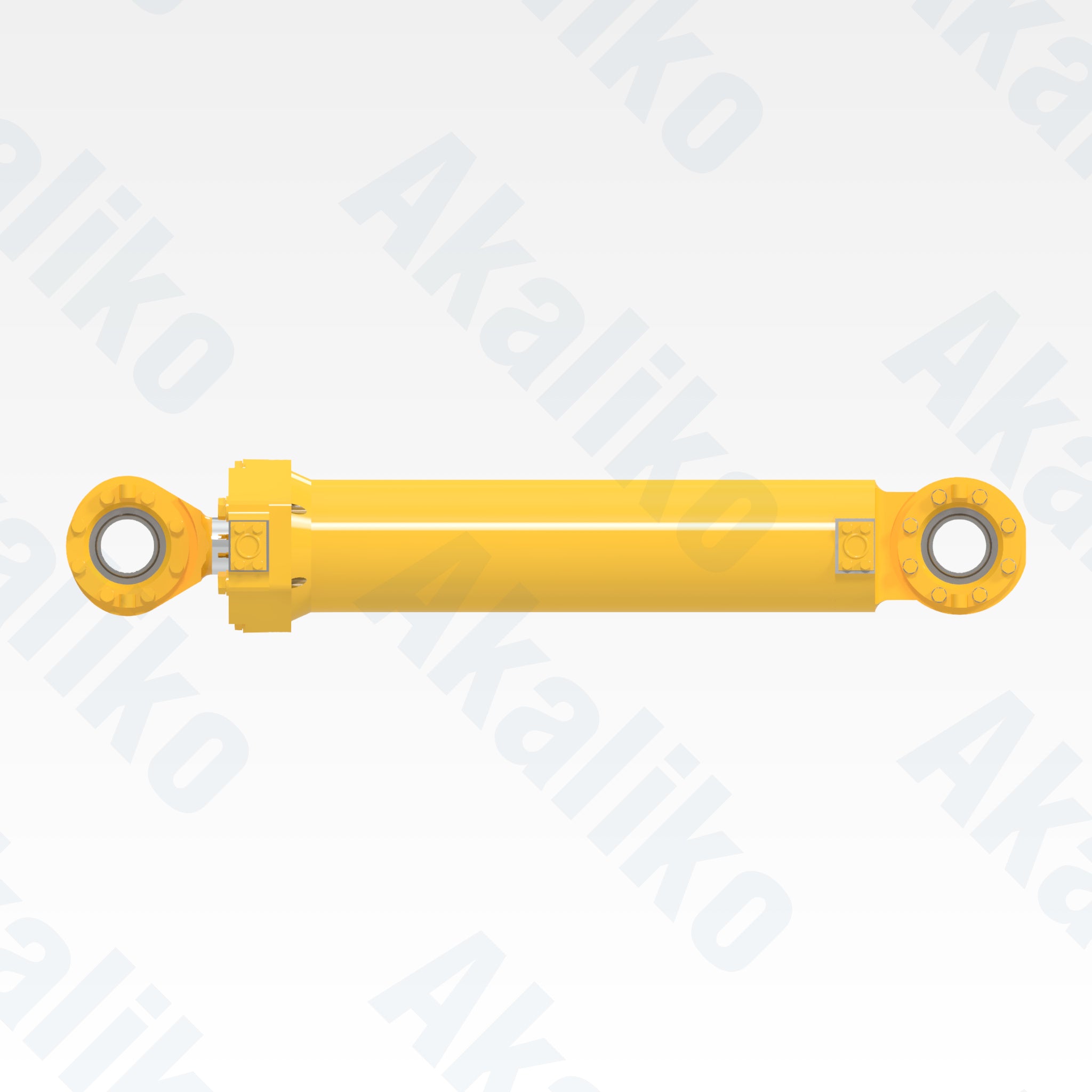 Side view of replacement steering hydraulic cylinder for Komatsu 930E-5 dump truck, OEM part number 58F-41-50110