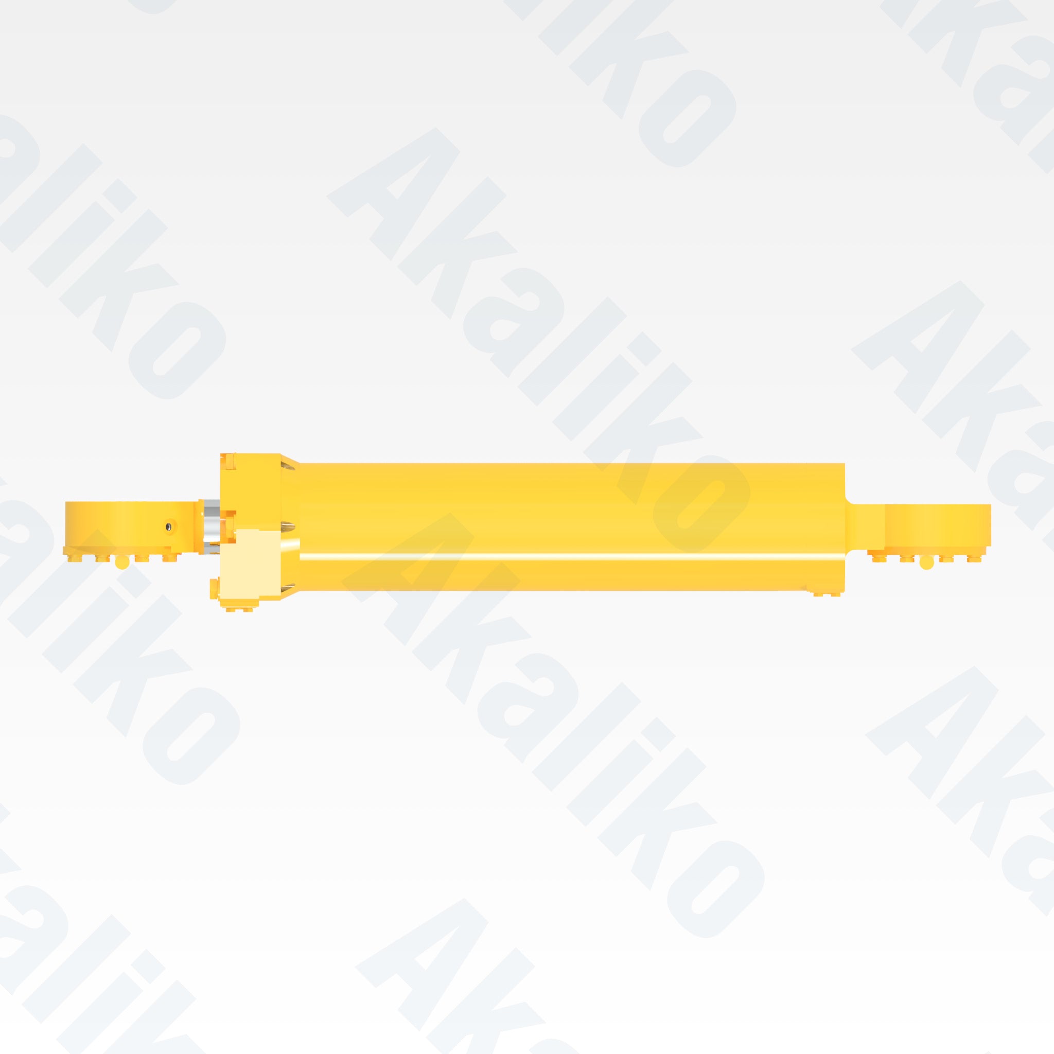 Top view of replacement steering hydraulic cylinder for Komatsu 930E-5 dump truck, OEM part number 58F-41-50110