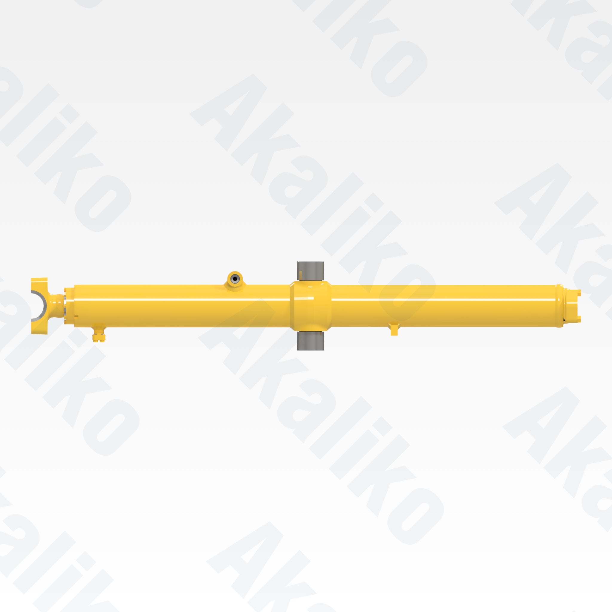 Side view of replacement blade lift hydraulic cylinder for Komatsu D275A-5 track dozer, OEM part number 707-E2-00210