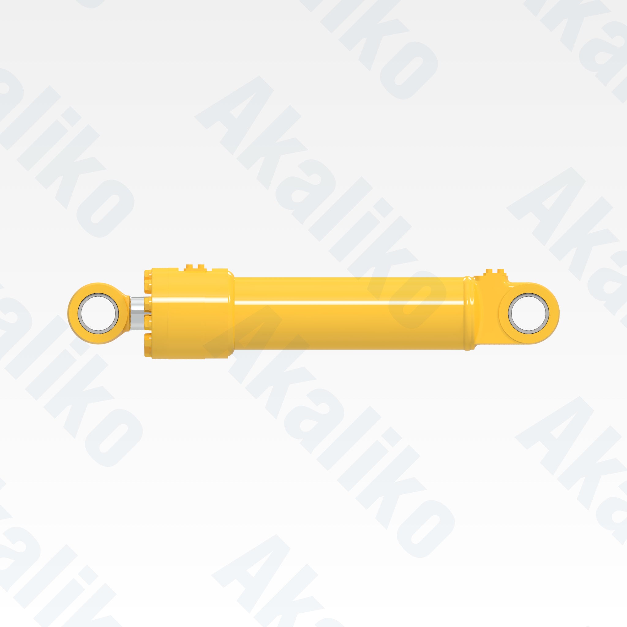 Side view of replacement articulation hydraulic cylinder for Komatsu GD825A-2 motor grader, OEM part number 235-63-63000