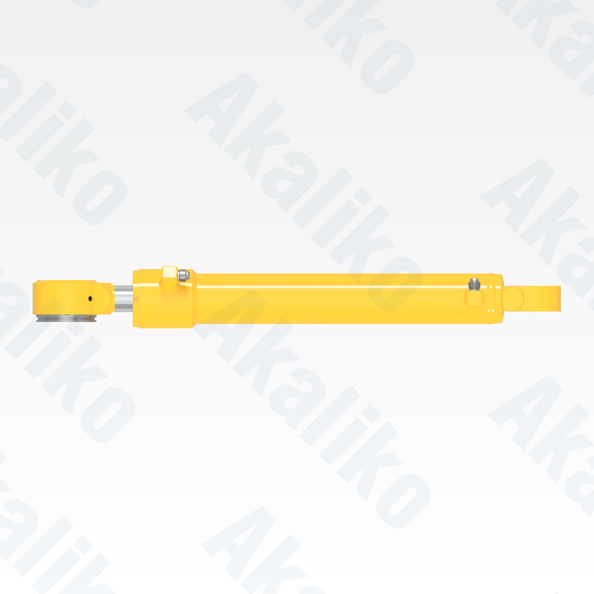 Top view of replacement steering hydraulic cylinder for Komatsu GD825A-2 motor grader, OEM part number 235-63-76400