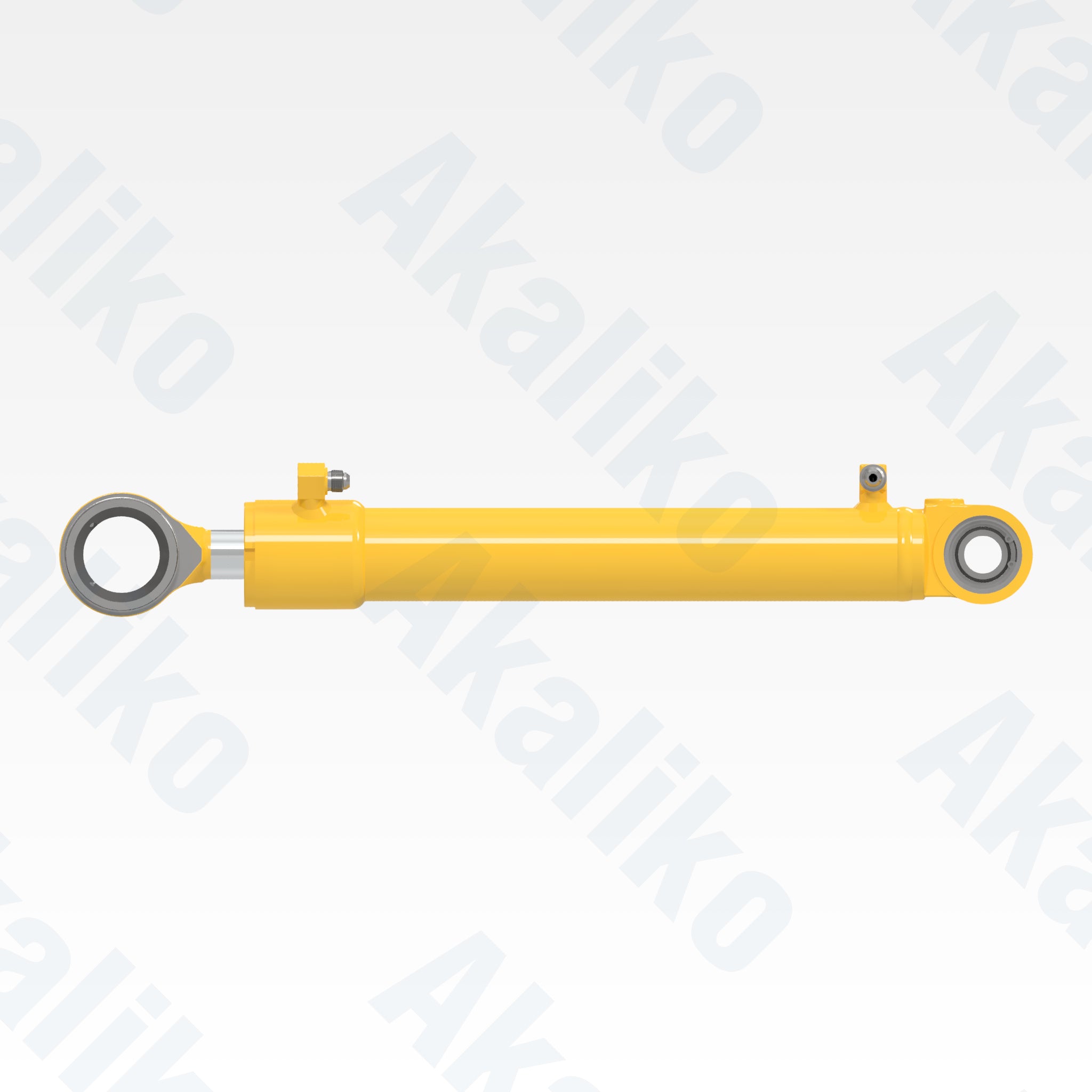 Side view of replacement steering hydraulic cylinder for Komatsu GD825A-2 motor grader, OEM part number 235-63-76500