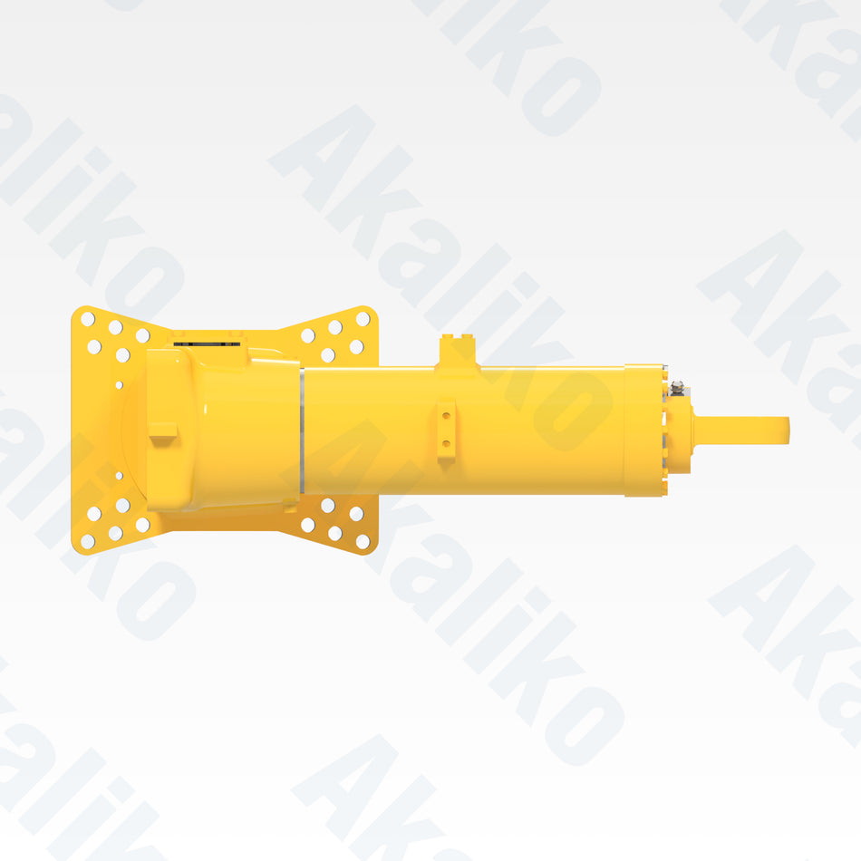 Side view of replacement front suspension hydraulic cylinder for Komatsu HD465-7 dump truck, OEM part number 569-50-8T503