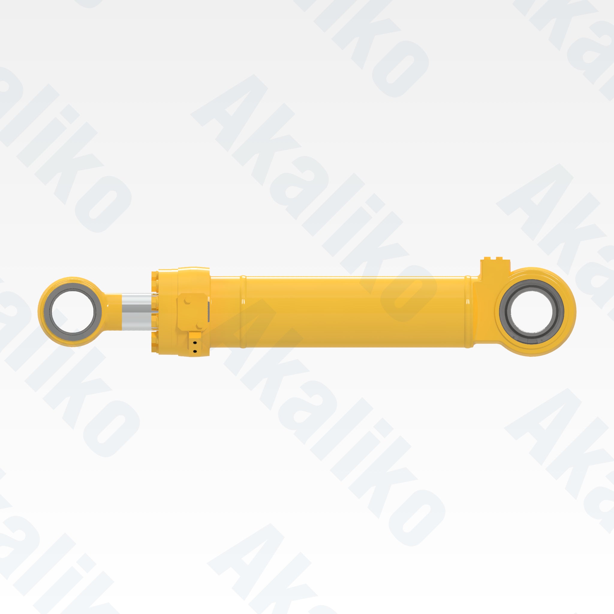 Side view of replacement steering hydraulic cylinder for Komatsu WA800-3/WA900 wheel loader, OEM part number 707-01-16191