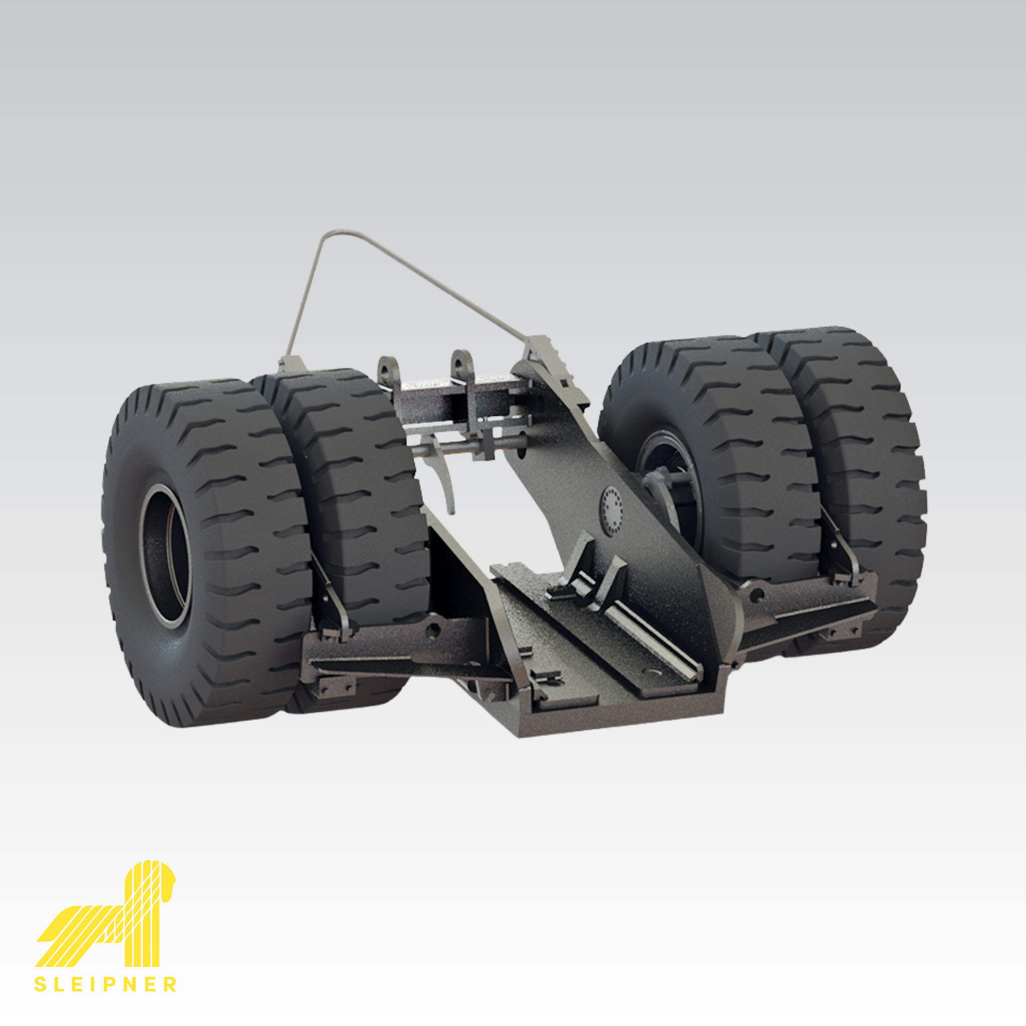 Product image for Sleipner E190 dollies depicting a single unit with 4 wheels with Sleipner logo in the bottom left corner.